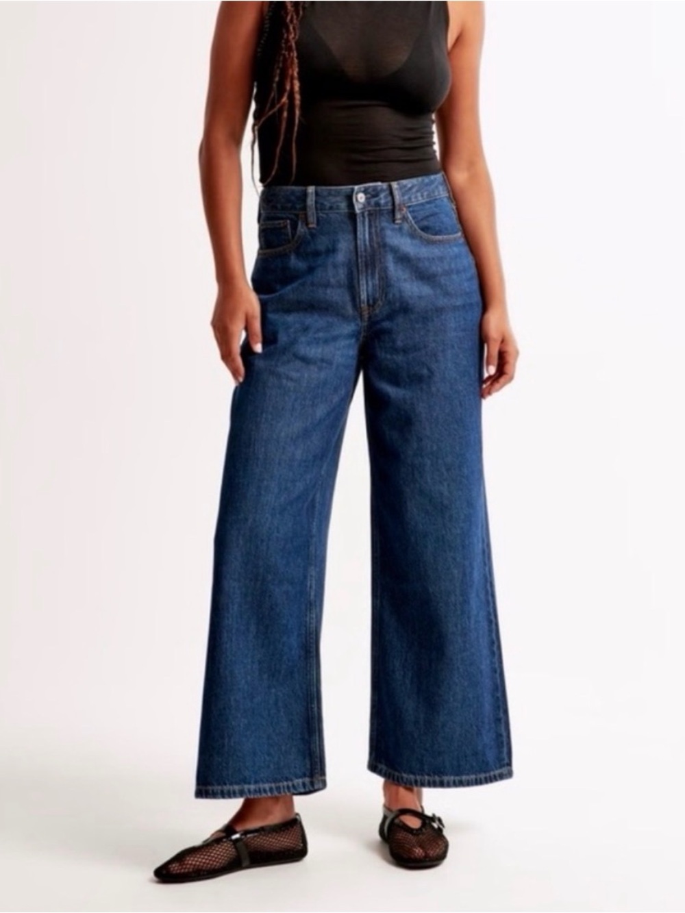 TALL AF -Wide Leg Crop High-Rise Women's Jeans - Dark Blue
